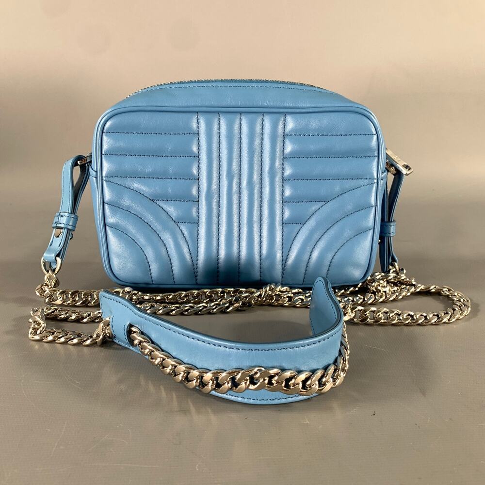 PRADA Blue Quilted Calfskin Leather Shoulder Bag Handbag - Picture 4 of 10